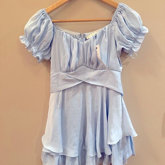 NWT VIANCA short sleeve chiffon romper light blue. Size medium - Picture 1 of 4
